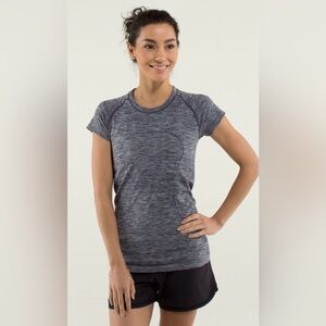 Lululemon Run: Swiftly Tech Short Sleeve In Heathered Cadet Blue